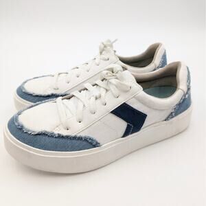 Dr. Scholl's Madison Lace Comfort Sneaker Shoes White/Blue Size US9.5M EU40.5